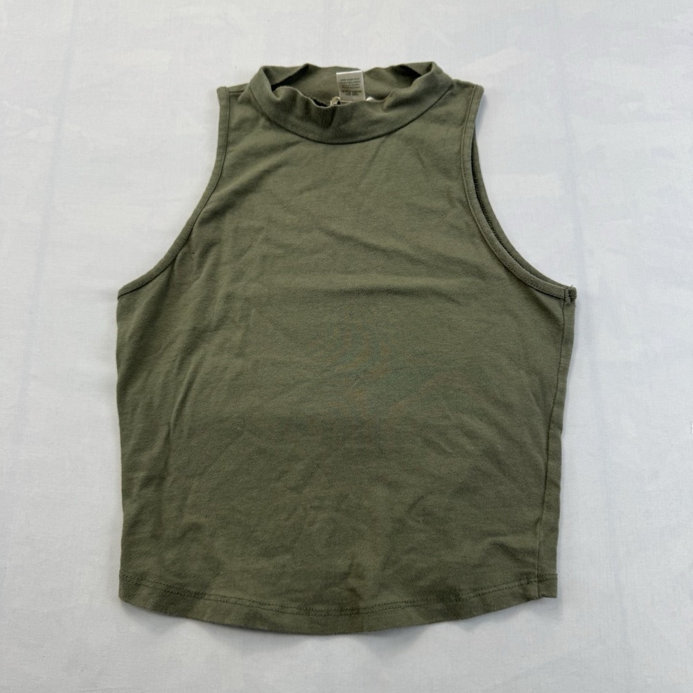 Bozzolo Womens Small Olive Green Mock Neck Sleeveless Stretch Tank Top